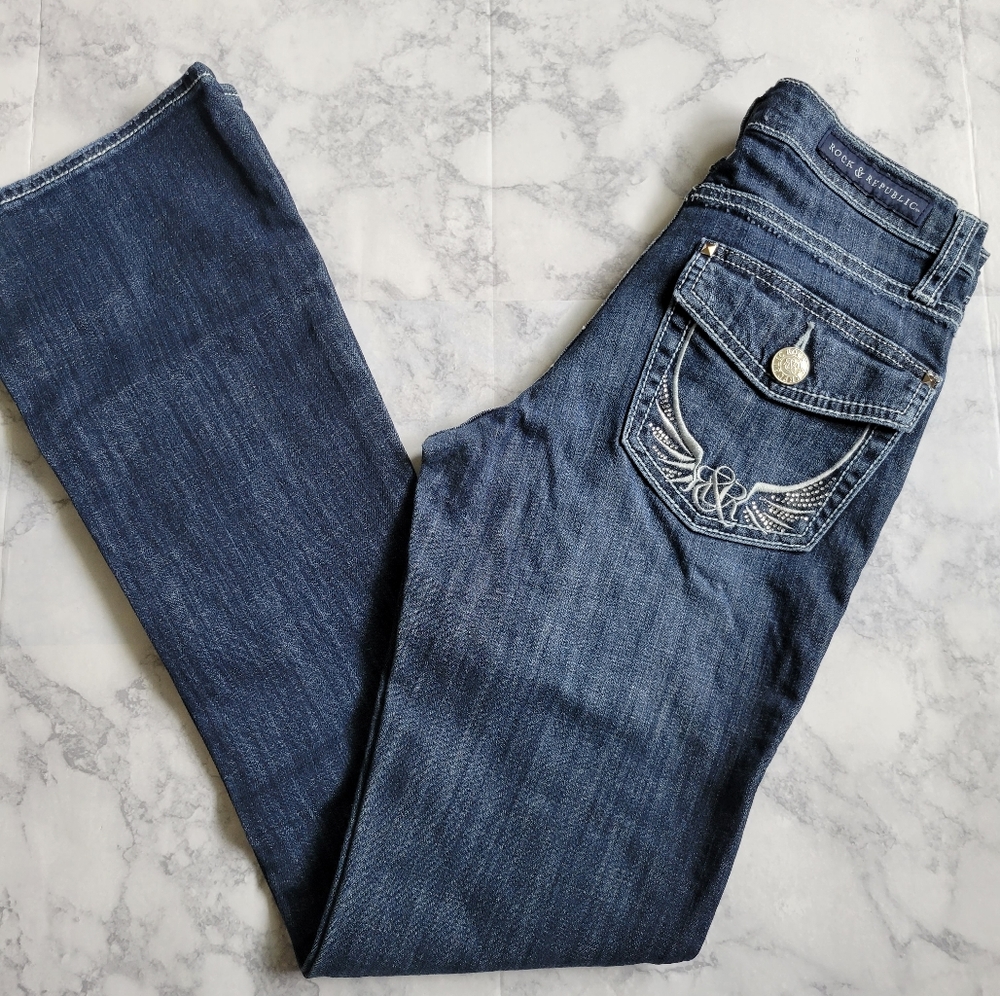 Rock & Republic Women's Boot Cut Jeans - Dark Blue